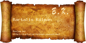 Bartalis Kálmán névjegykártya